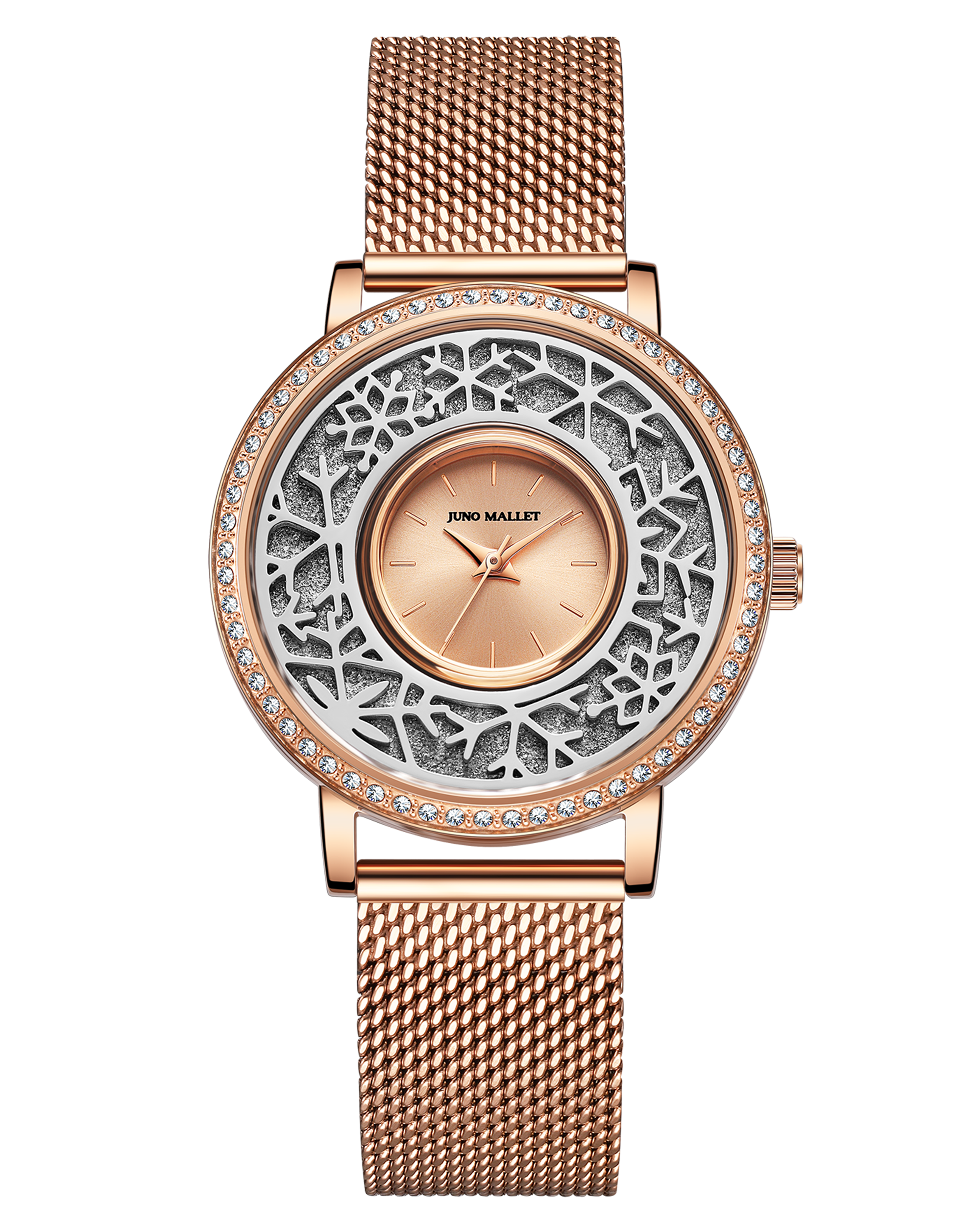 Roman 40 mm - Bundle with 1 Rose Gold Mesh & 1 Black leather strap