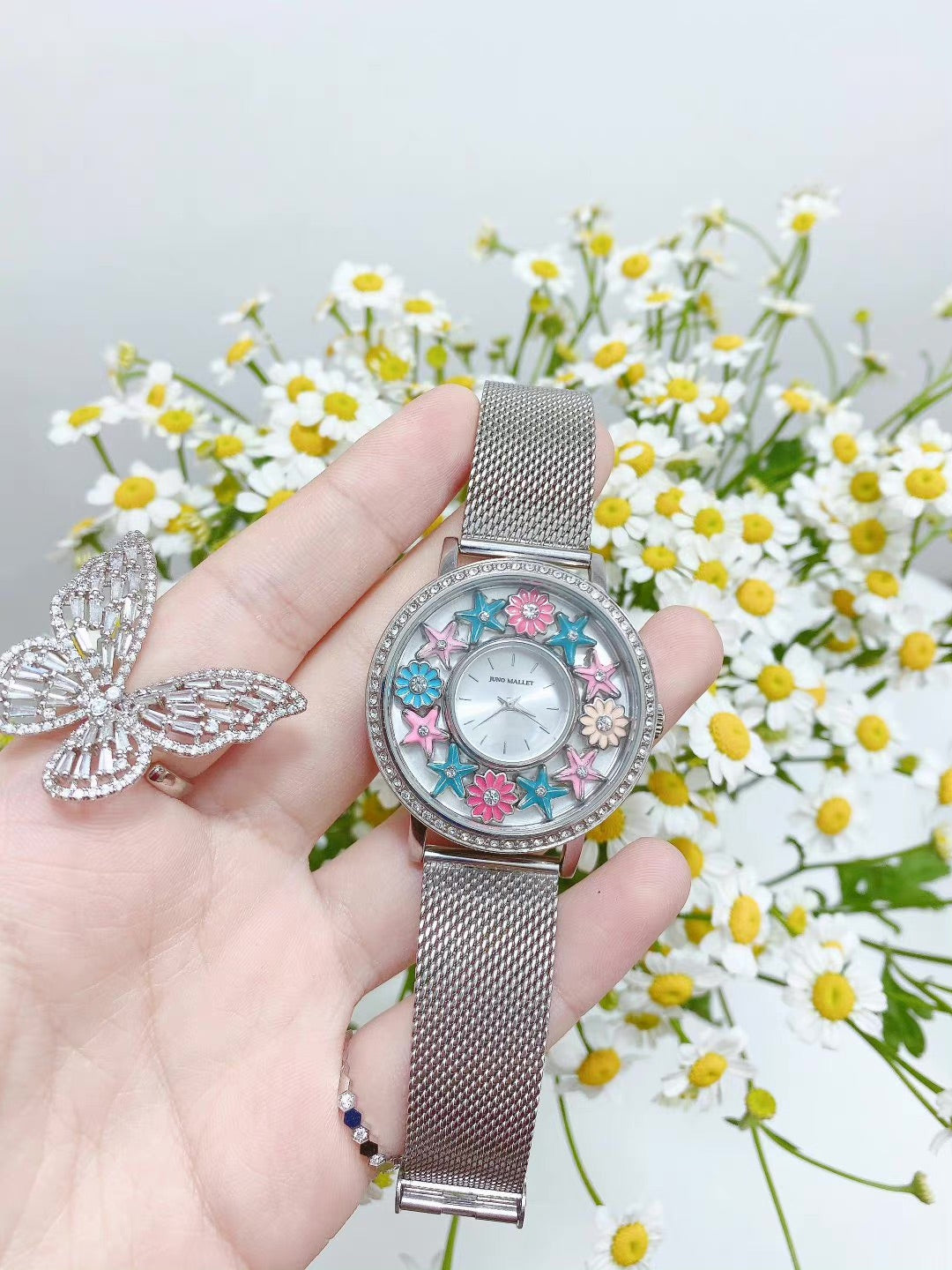 Crystal Lively Locket Watch | Rose Gold Minimalist Watch with